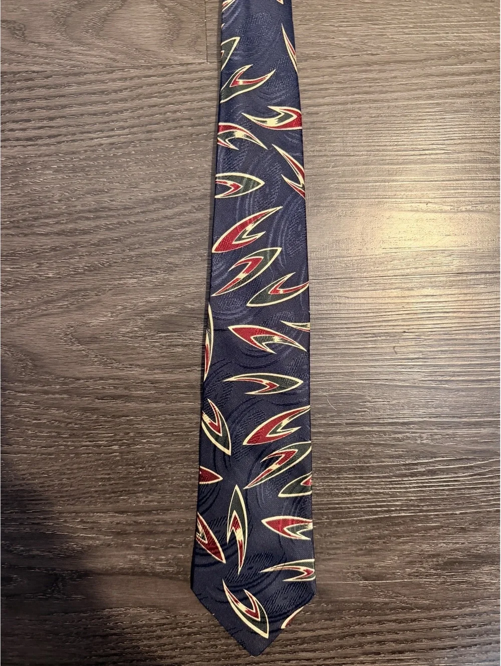 Vtg Hugo Boss Navy Geometric Silk Tie
